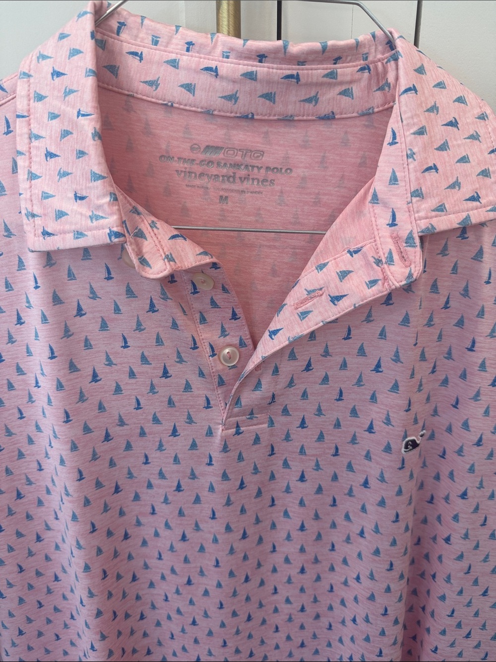 Men’s Vineyard Vines Pink Sailboat Polo